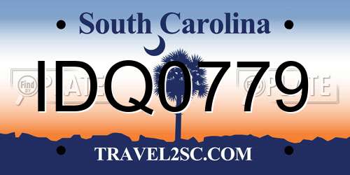 IDQ0779 South Carolina License Plate