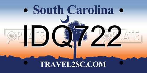 IDQ722 South Carolina License Plate