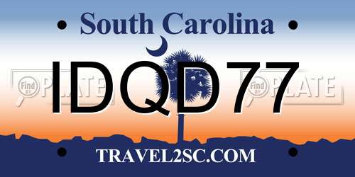 IDQD77 South Carolina License Plate