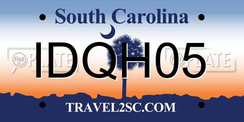 IDQH05 South Carolina License Plate