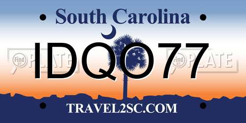 IDQO77 South Carolina License Plate