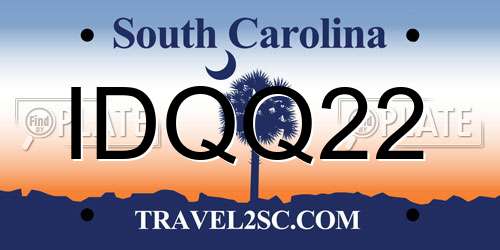 IDQQ22 South Carolina License Plate