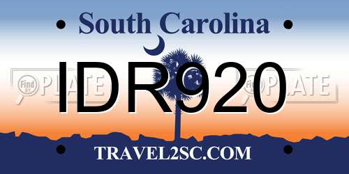 IDR920 South Carolina License Plate