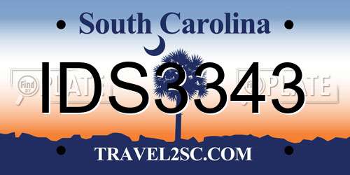 IDS3343 South Carolina License Plate