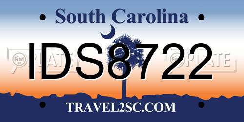 IDS8722 South Carolina License Plate