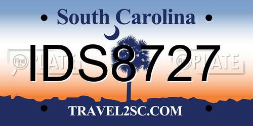IDS8727 South Carolina License Plate