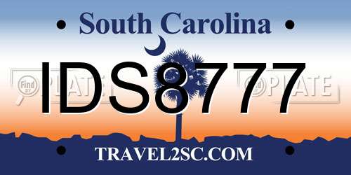 IDS8777 South Carolina License Plate
