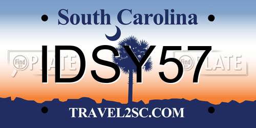 IDSY57 South Carolina License Plate