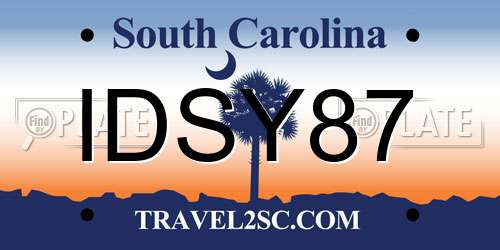 IDSY87 South Carolina License Plate