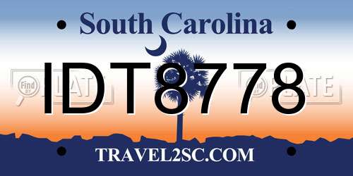 IDT8778 South Carolina License Plate