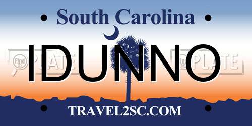 IDUNNO South Carolina License Plate