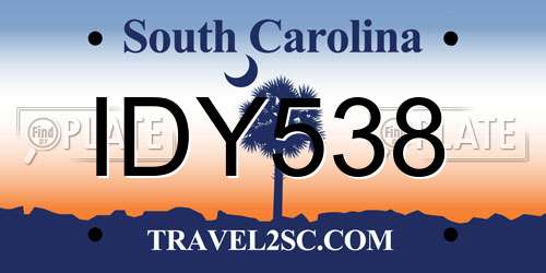 IDY538 South Carolina License Plate