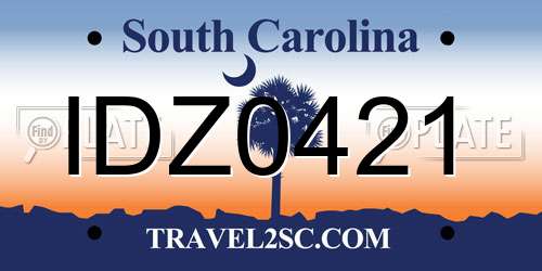 IDZ0421 South Carolina License Plate