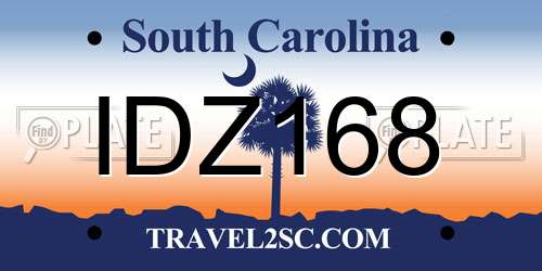 IDZ168 South Carolina License Plate