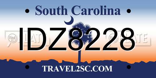 IDZ8228 South Carolina License Plate