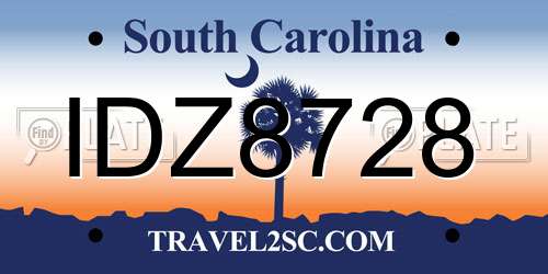 IDZ8728 South Carolina License Plate
