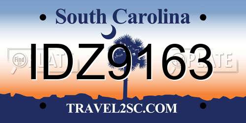 IDZ9163 South Carolina License Plate