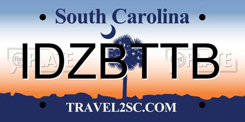 IDZBTTB South Carolina License Plate