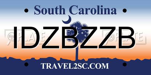 IDZBZZB South Carolina License Plate