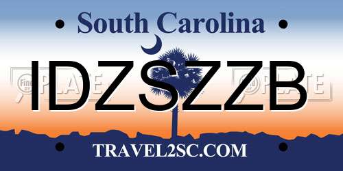 IDZSZZB South Carolina License Plate