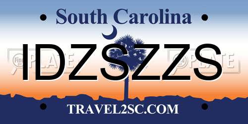IDZSZZS South Carolina License Plate