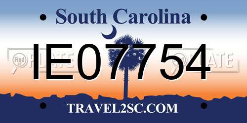 IE07754 South Carolina License Plate