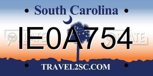 IE0A754 South Carolina License Plate