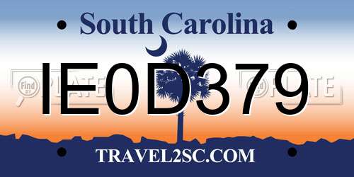 IE0D379 South Carolina License Plate