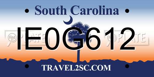 IE0G612 South Carolina License Plate