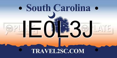 IE0L3J South Carolina License Plate