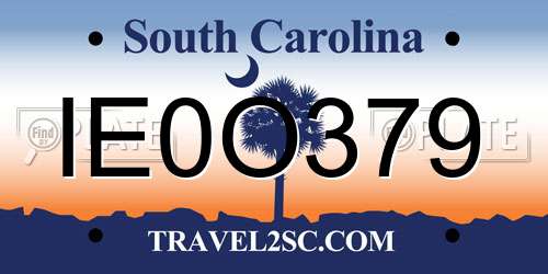 IE0O379 South Carolina License Plate