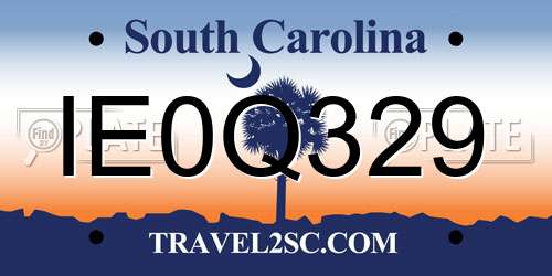 IE0Q329 South Carolina License Plate