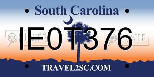 IE0T376 South Carolina License Plate