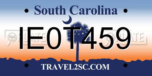 IE0T459 South Carolina License Plate