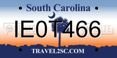 IE0T466 South Carolina License Plate