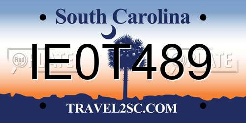IE0T489 South Carolina License Plate