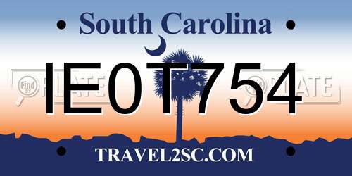 IE0T754 South Carolina License Plate