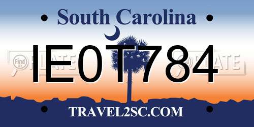 IE0T784 South Carolina License Plate