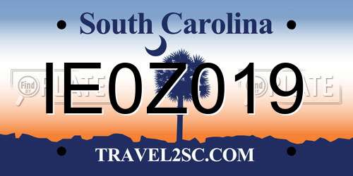 IE0Z019 South Carolina License Plate