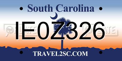 IE0Z326 South Carolina License Plate