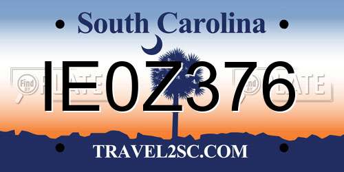 IE0Z376 South Carolina License Plate