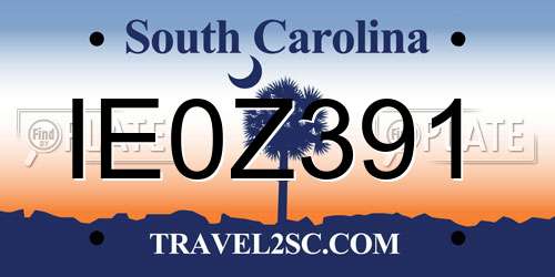 IE0Z391 South Carolina License Plate