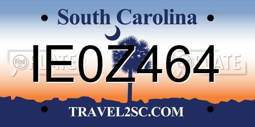 IE0Z464 South Carolina License Plate