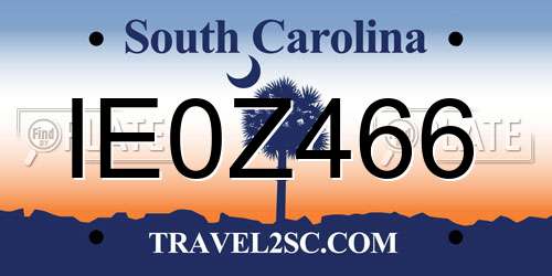 IE0Z466 South Carolina License Plate