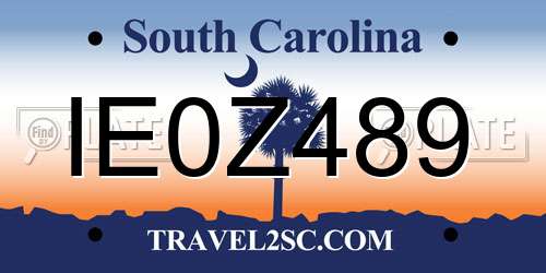 IE0Z489 South Carolina License Plate