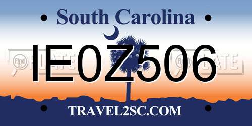 IE0Z506 South Carolina License Plate