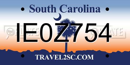 IE0Z754 South Carolina License Plate