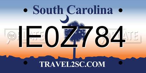 IE0Z784 South Carolina License Plate