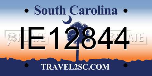 IE12844 South Carolina License Plate