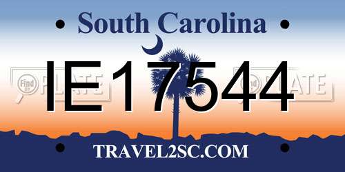 IE17544 South Carolina License Plate